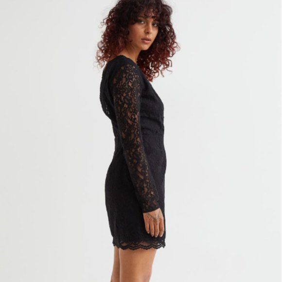 H&M Black Lace V-neck dress (S) - Picture 4 of 5